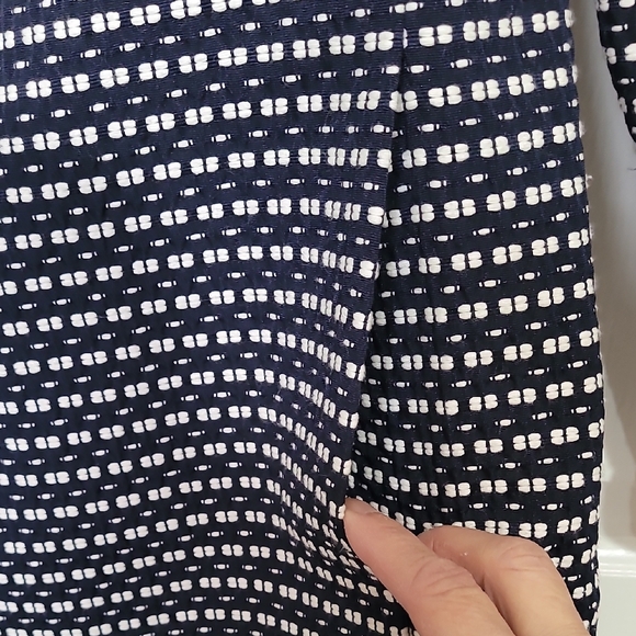 Anne Klein Navy and White Textured Jacket - Picture 3 of 7